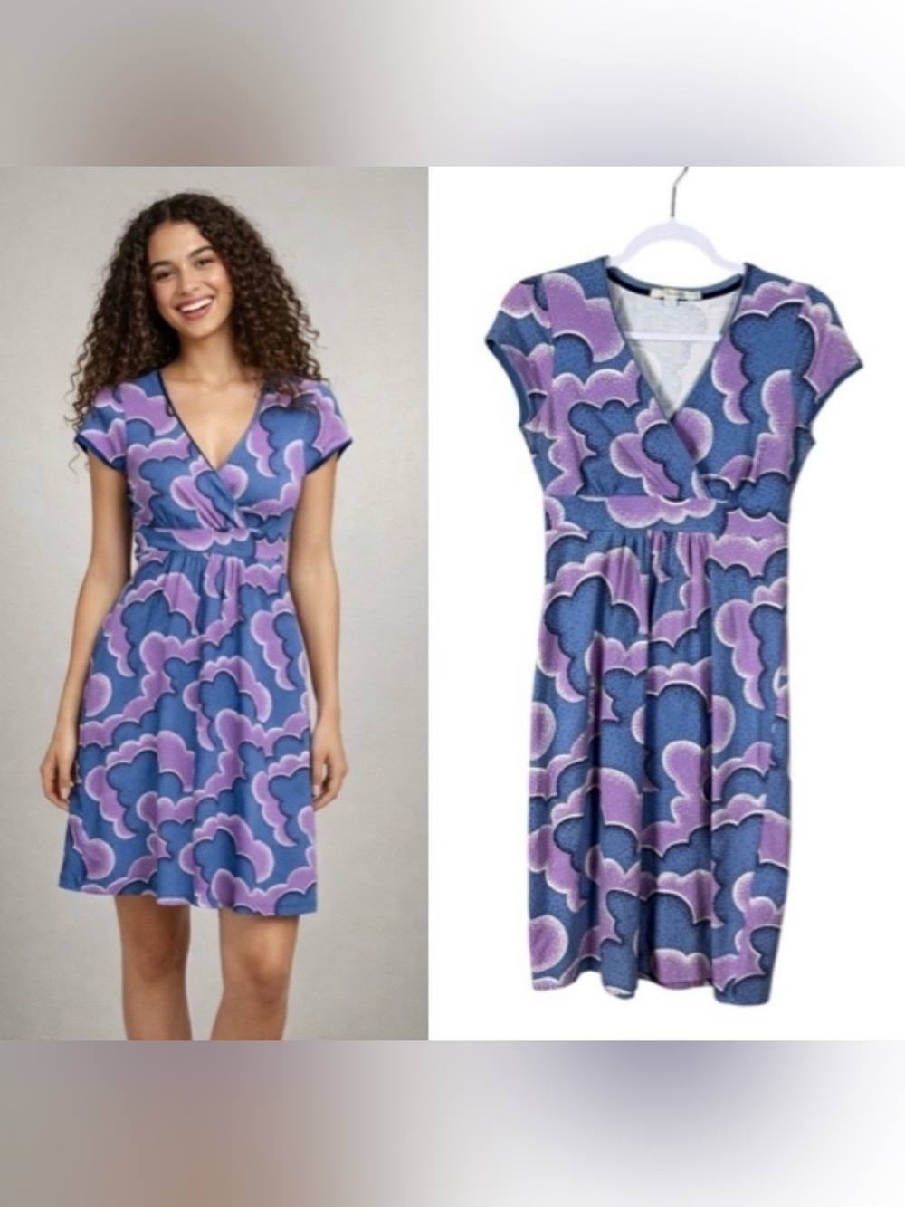 Boden Jersey‎ Faux Wrap Dress Size 4 Retro Mod Bohemian Beachy Artsy Stretch
